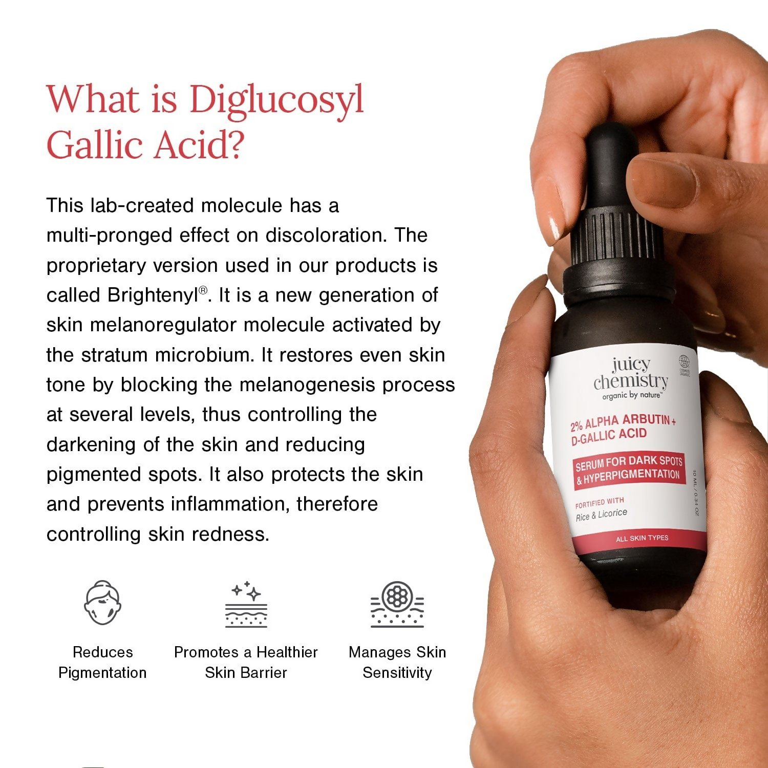 Juicy Chemistry 2% Alpha Arbutin + D-Gallic Acid Face Serum