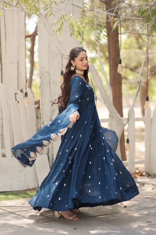 Aastha Rama Cotton with Gown fabric Vichitra Shimmer