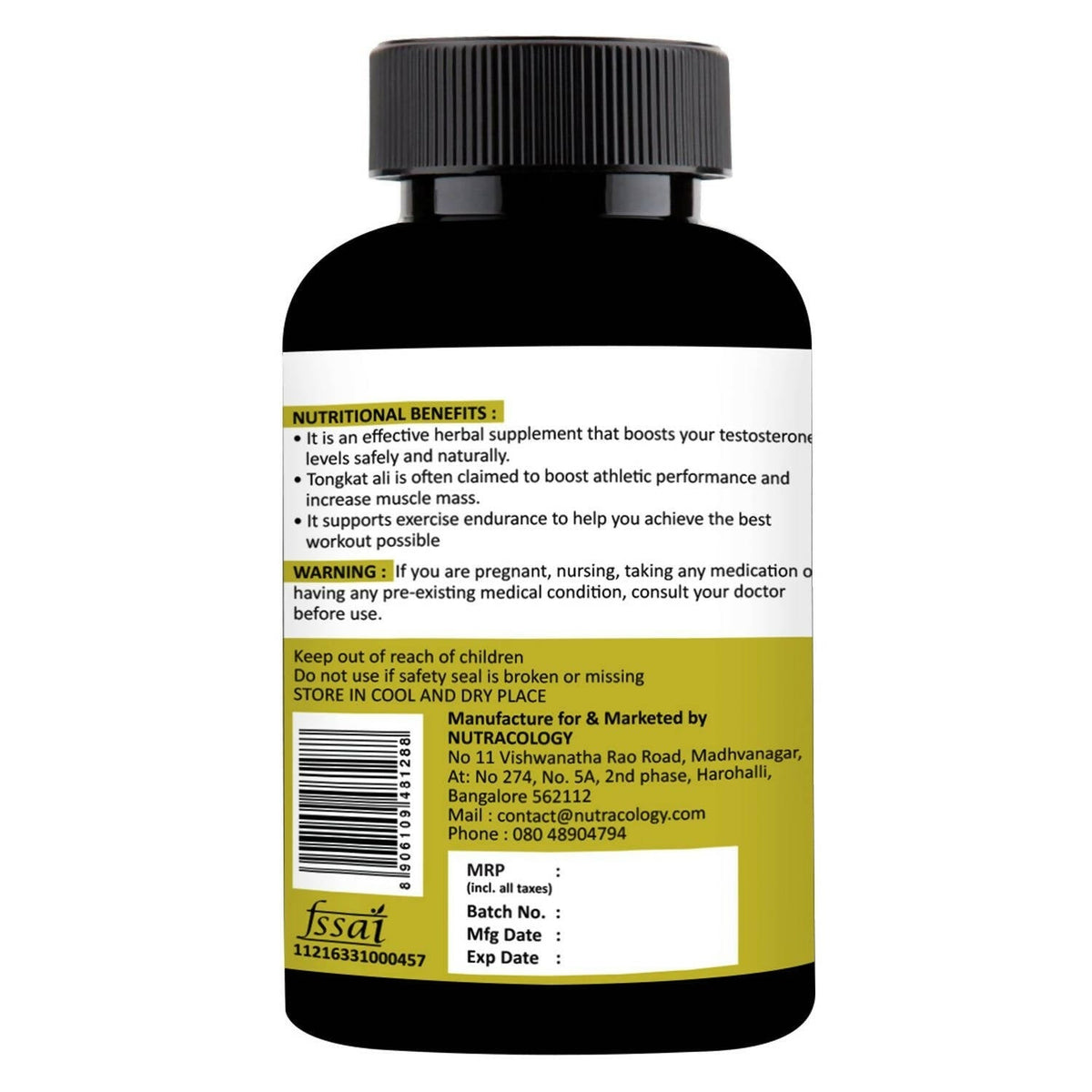 Nutracology Tongkat Ali Testosterone Booster For Stamina Energy and Endurance Tablets