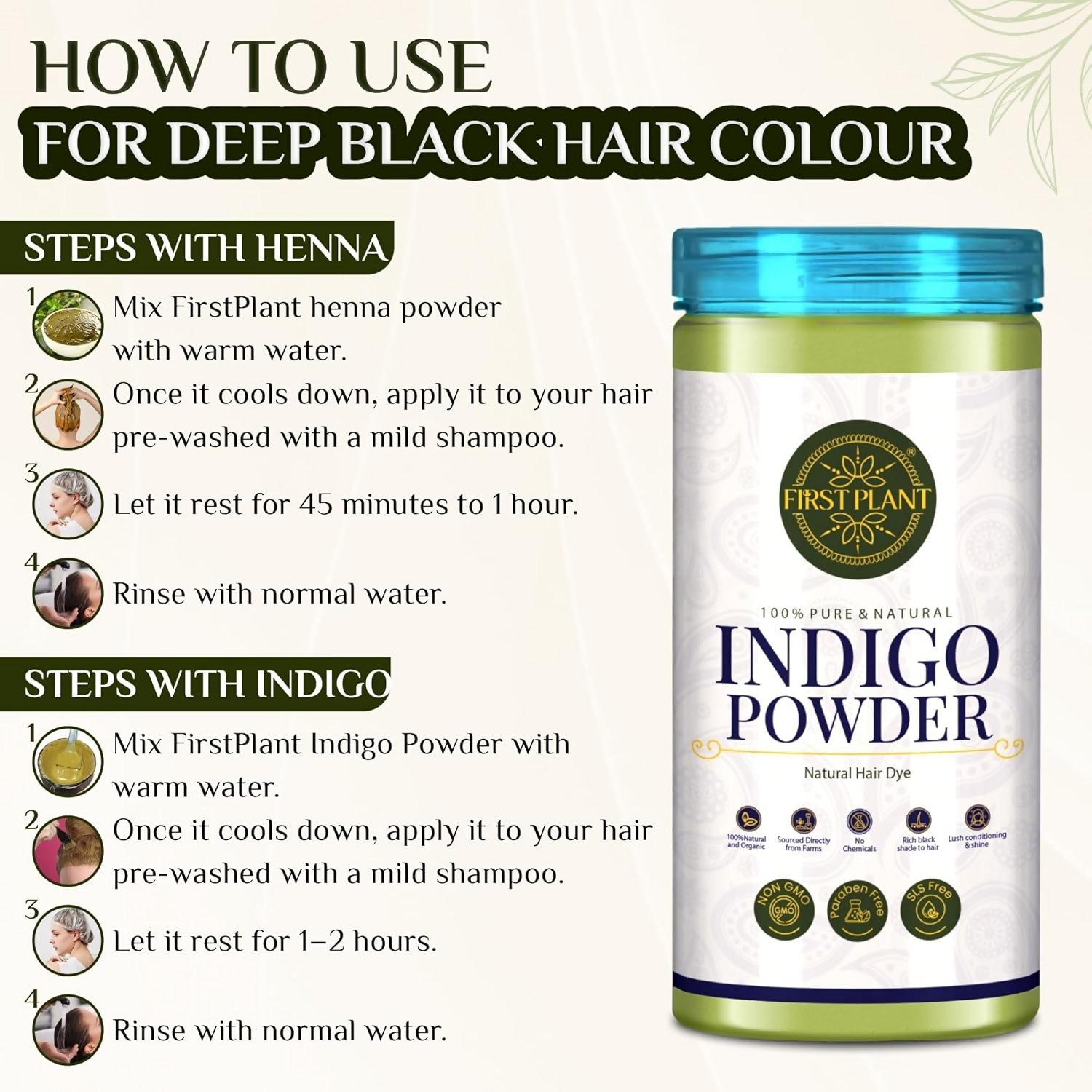 First Plant Organic Indigo Powder For Black Hair