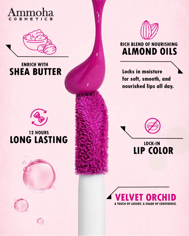 Ammoha Cosmetics Long-Lasting, Matte-Finished Velvet Orchid Color Liquid Lipstick