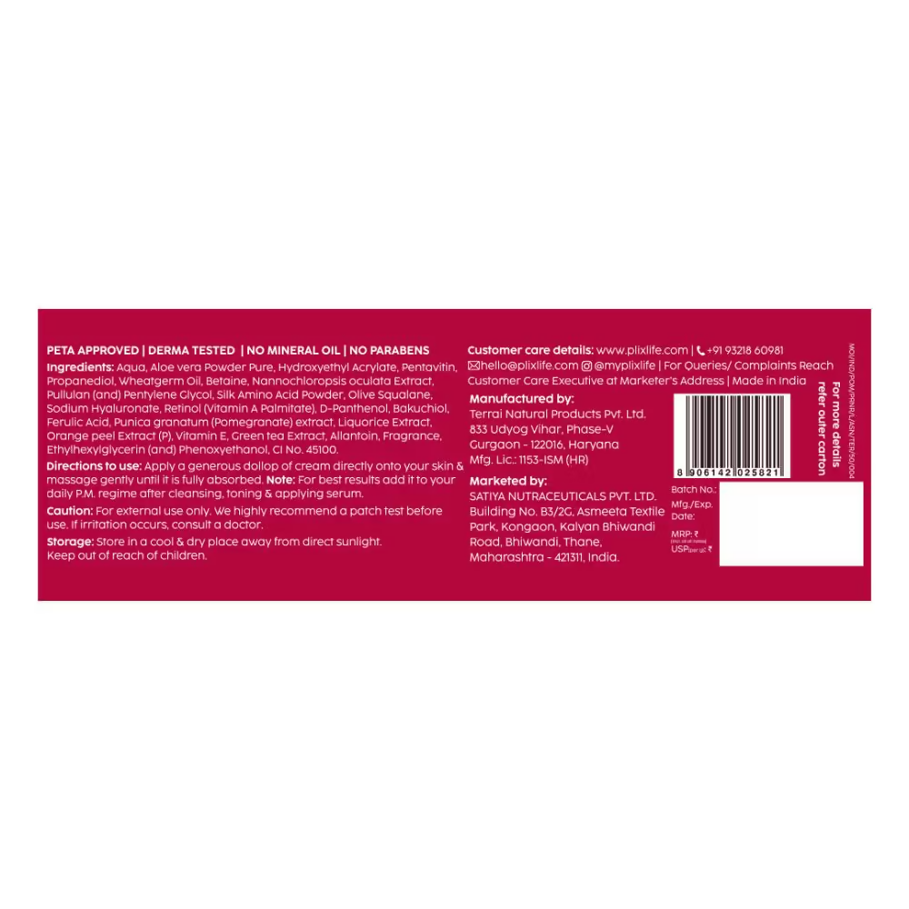 PLIX The Plant Fix 1.20% Retinol & 1% Bakuchi Oil Pomegranate Anti Ageing Night Cream