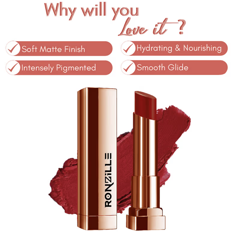 Ronzille Natural Colored Long Stay Matte Lipstick - Shade 12