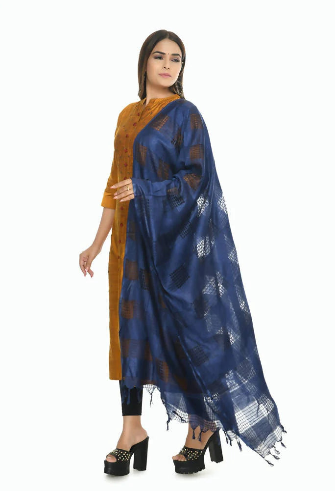 Mominos Fashion Navy Blue Window Dupatta