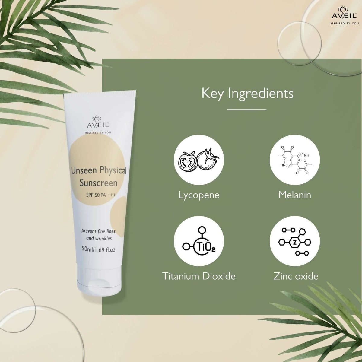 Aveil Unseen Physical Sunscreen SPF 50 PA +++