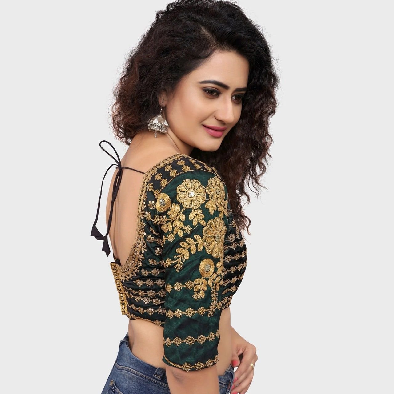 Aastha fashion Dark Green Stain lehanga blouse Embroidered work - Prithvi Mart