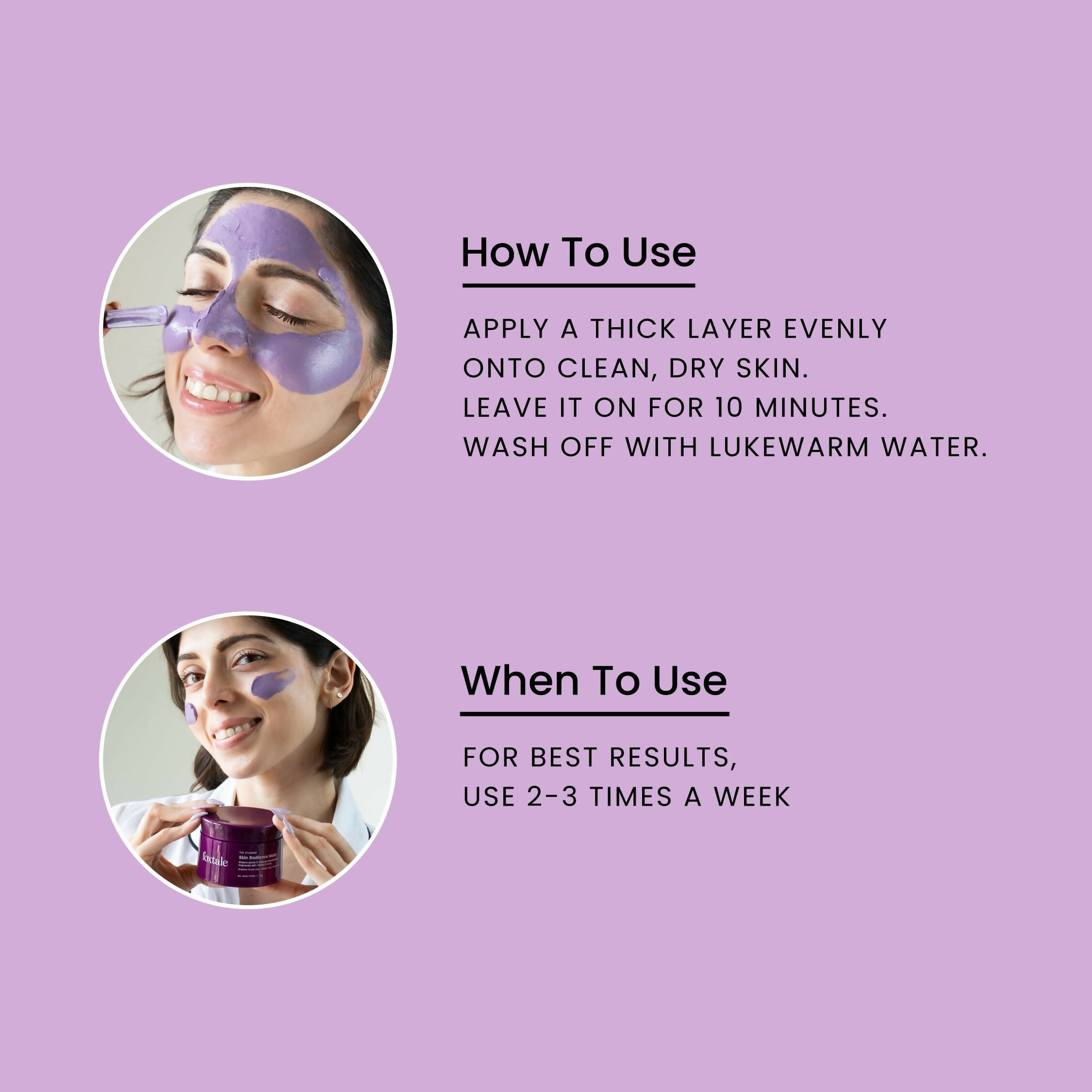 Foxtale De-Tan Face Mask For Glowing Skin - Clay Mask with Lactic Acid For Tan Removal, Reduction in Blackheads, Instant Brightening