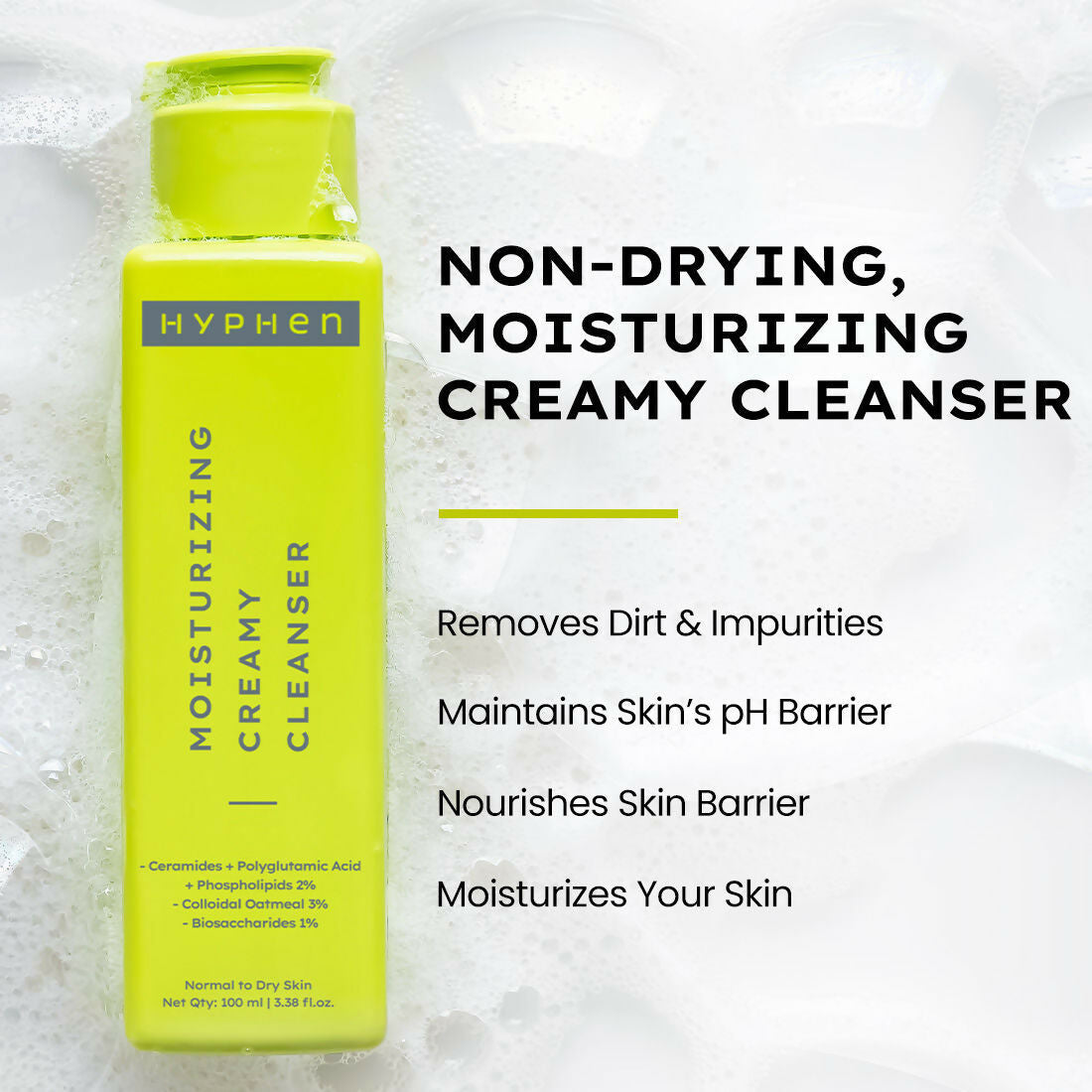 Hyphen By Kriti Sanon Moistuzing Creamy Cleanser, Hydration & Gentle Cleansing For Dry Skin