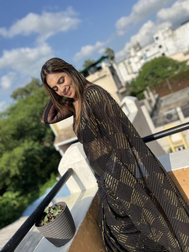 Aastha Black Soft Organza Beautiful Sequance  Embroidery Work