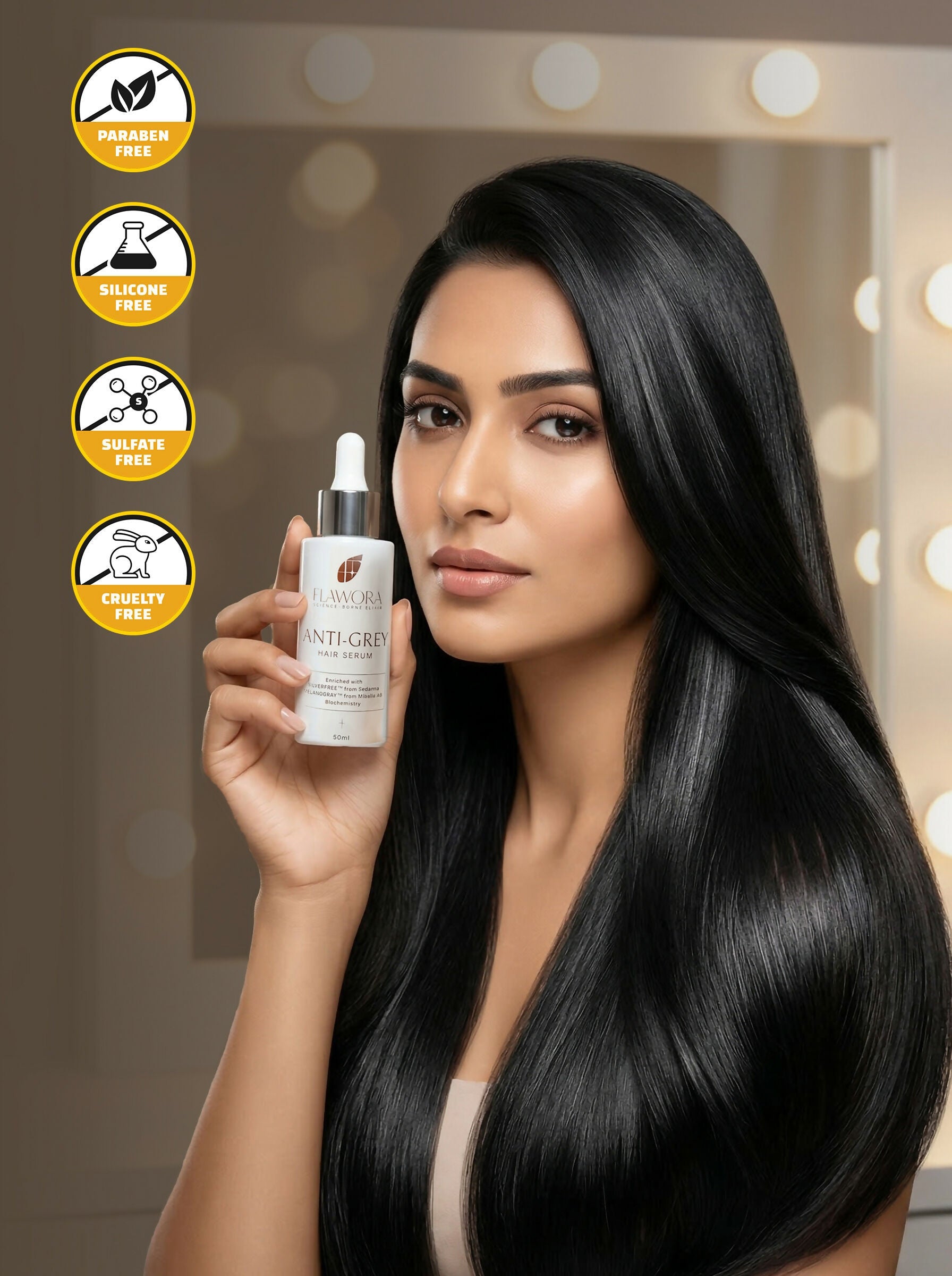 Flawora Set of Anti-Grey Hair Serum and D-Tan Lotion