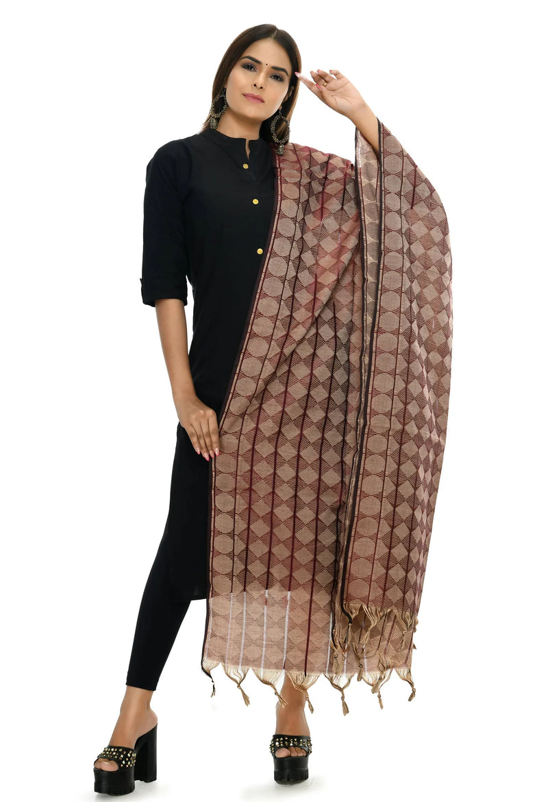 Mominos Fashion Moeza Handloom Cotton Maroon Dupatta