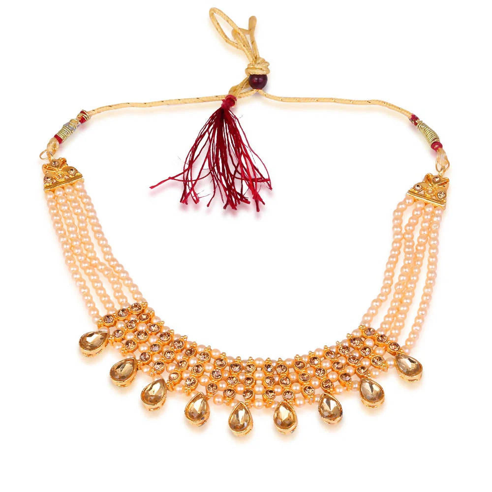 WOMENS SILVER PLEATED NACKLACE SET WITH MIRROR DESIGN  THZ096