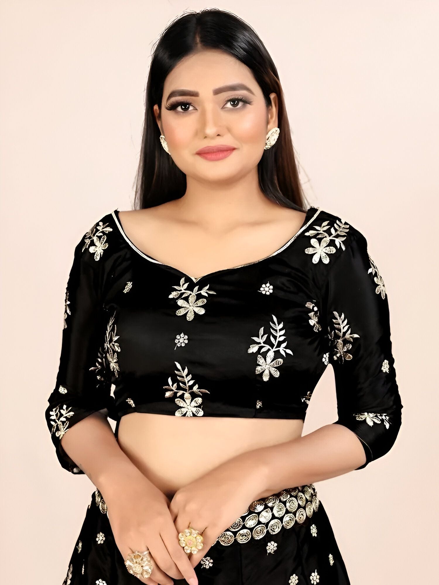 Aastha fashion off black Lehenga Choli with faux georgette blouse fabric