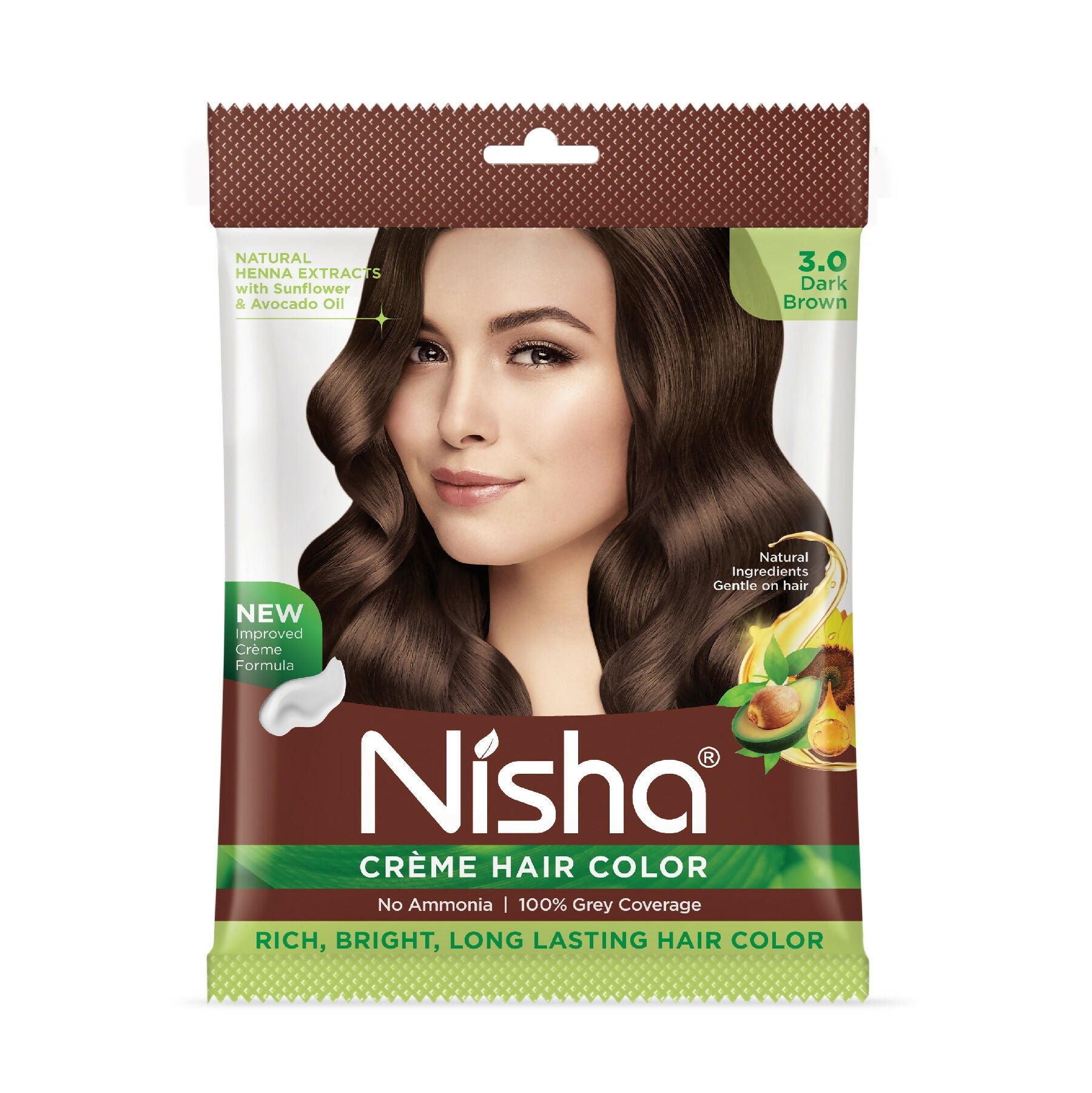 Nisha Creme Hair Color for Women - Dark Brown