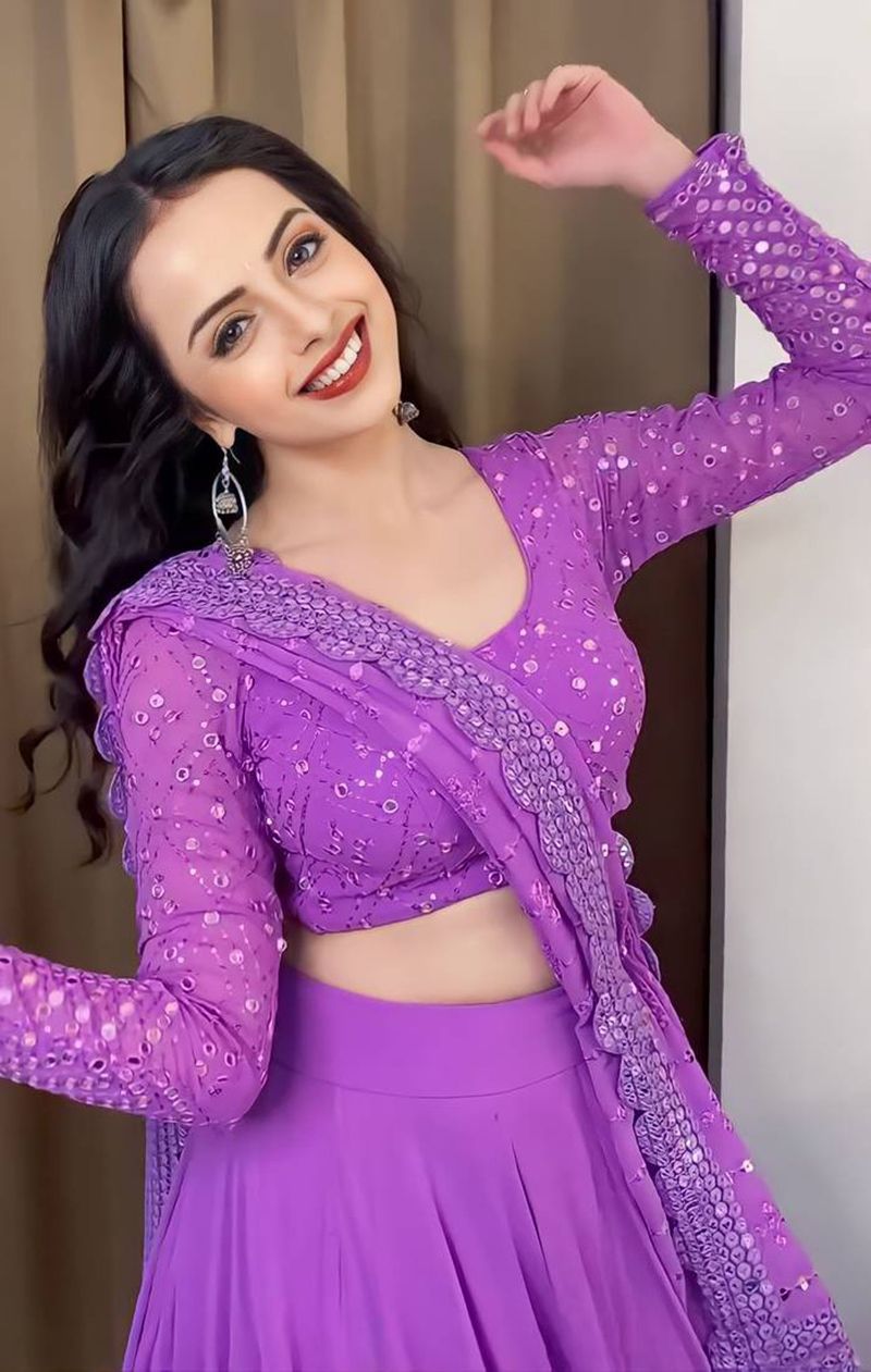 Aastha fashion Lavender Faux Georgette lehanga blouse Embroidered work - Prithvi Mart