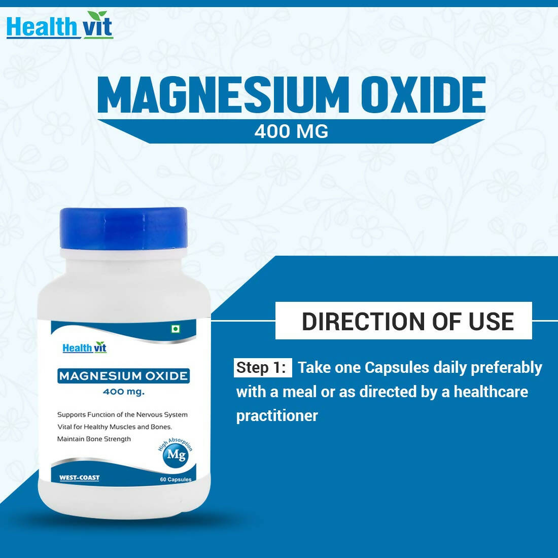 Healthvit Magnesium Oxide 370mg Capsules