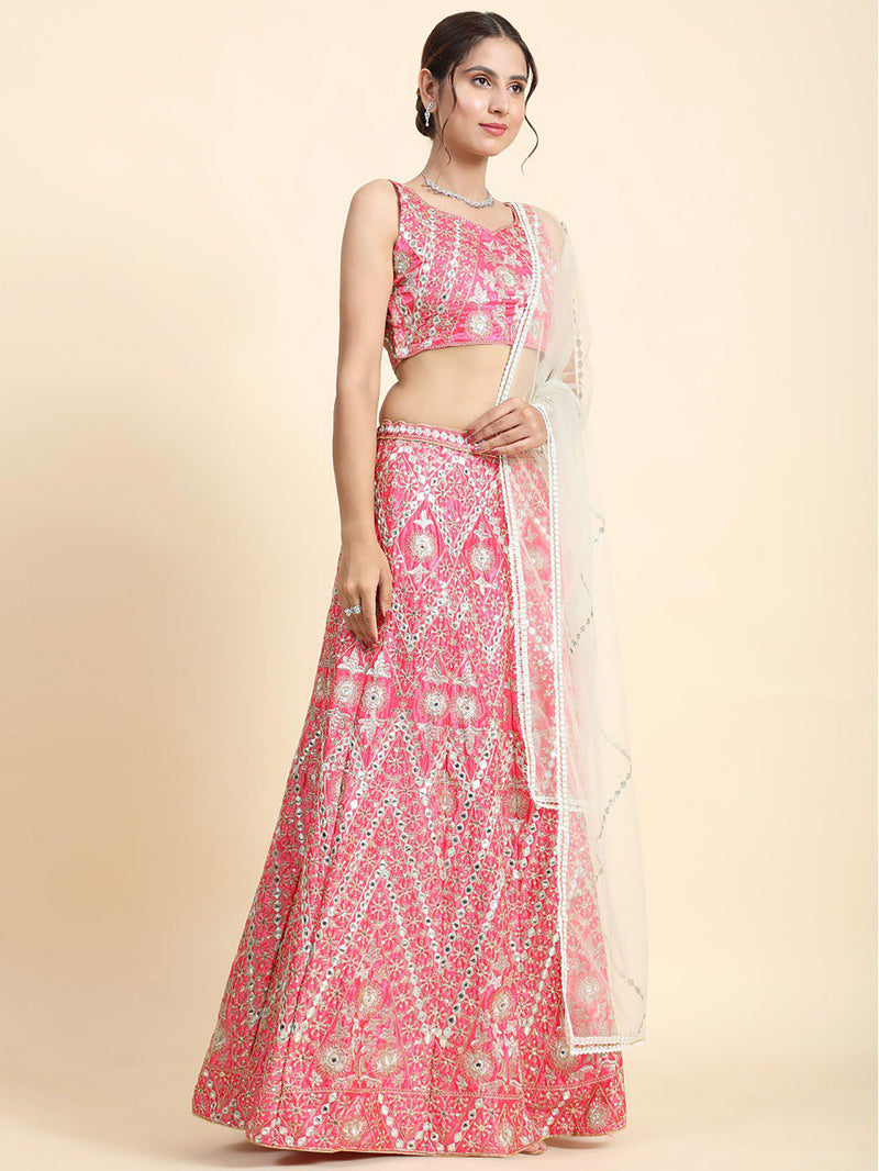 Aastha fashion off pink Lehenga Choli with devsena silk blouse fabric