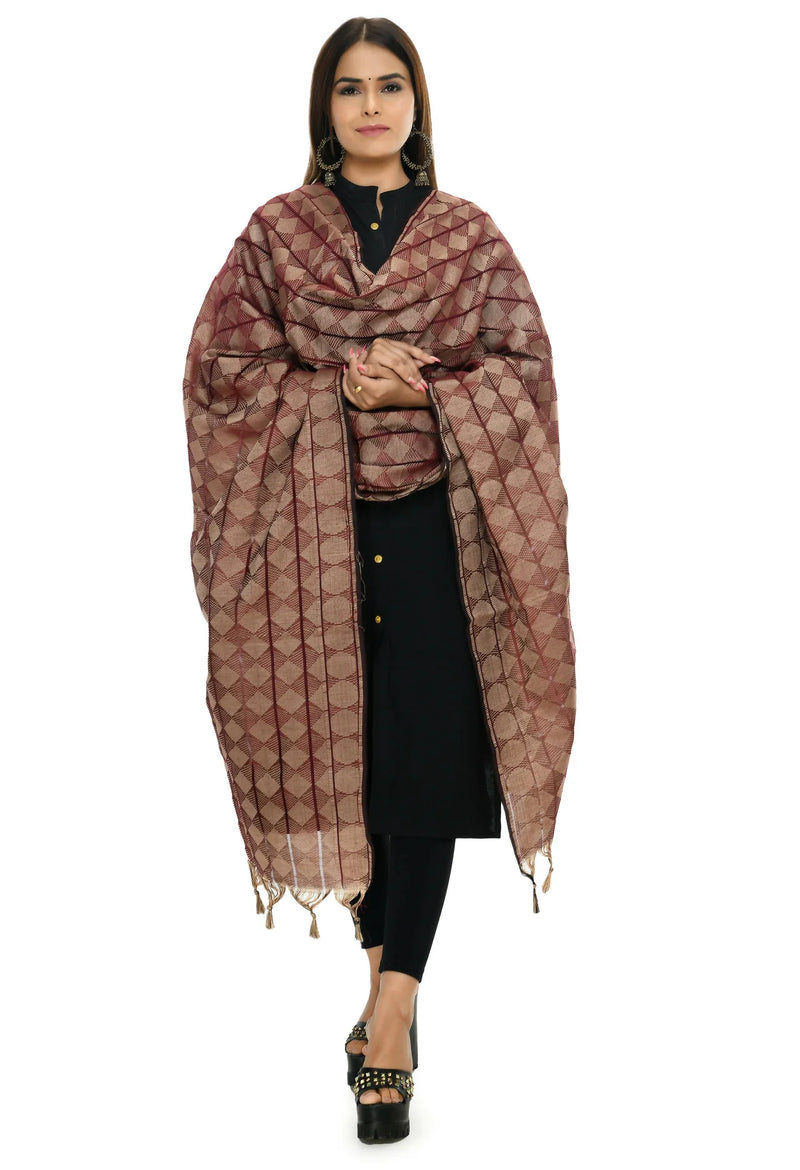 Mominos Fashion Moeza Handloom Cotton Maroon Dupatta