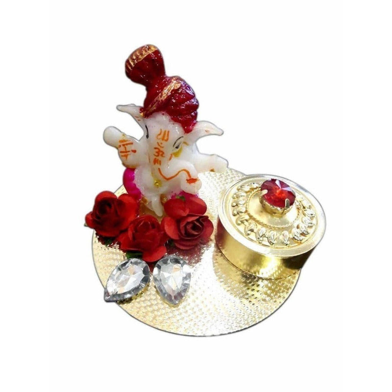 Ganesha Kumkum Holder With Kundans