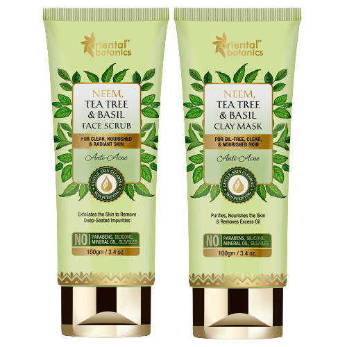 St.Botanica Neem, Tea Tree And Basil Anti Acne Clay Mask And Face Scrub Combo