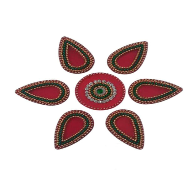 Kundan HandiKrafts Handcrafted Maroon Colour Kundan Rangoli