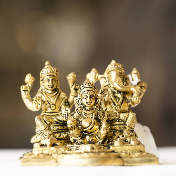 Myoksha Kubera Lakshmi Ganapathi Brass Idol - For Prosperity