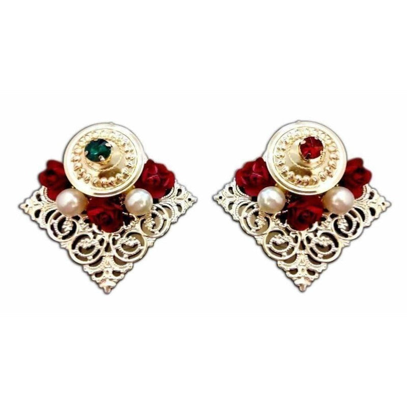 Fancy Kumkum Holders with Kundans and Roses - 1 piece