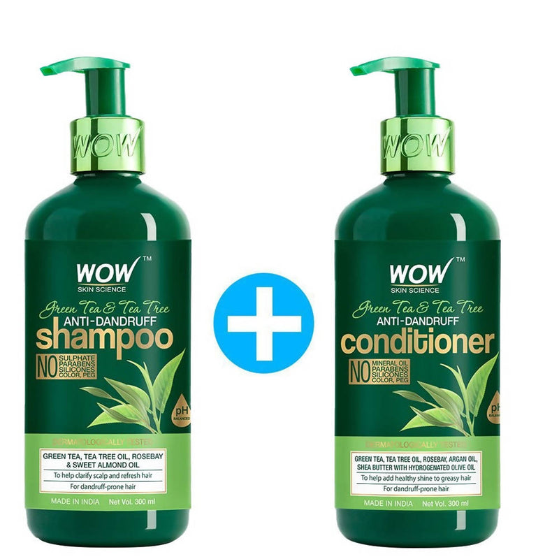 Wow Skin Science Green Tea & Tea Tree Anti-Dandruff Shampoo & Conditioner