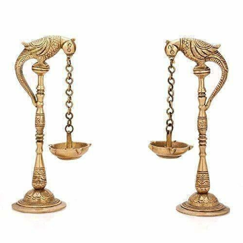 Brass - Pair Of Bird Diya Oil Lamp Stand