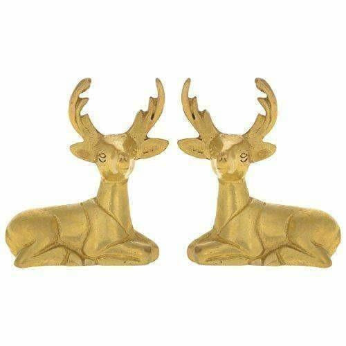 Home Decor Decoration Made of Brass Deer Statue - Set of 2