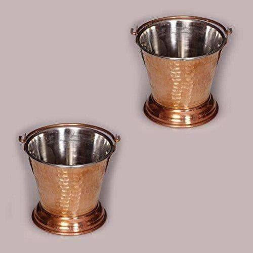 Handmade Hammered Copper Curry Bucket Set of - 2 Pieces