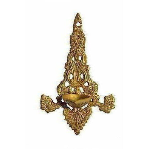 Gold Plated - Diya Oil Lamp Brass Stand Holder