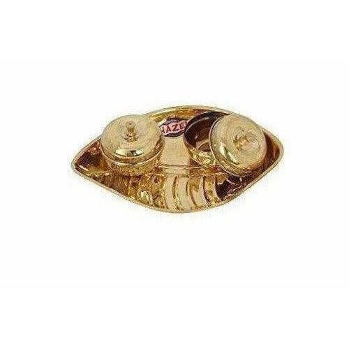 Golden - Brass Pooja Plate Thali with Set of 2 Holders