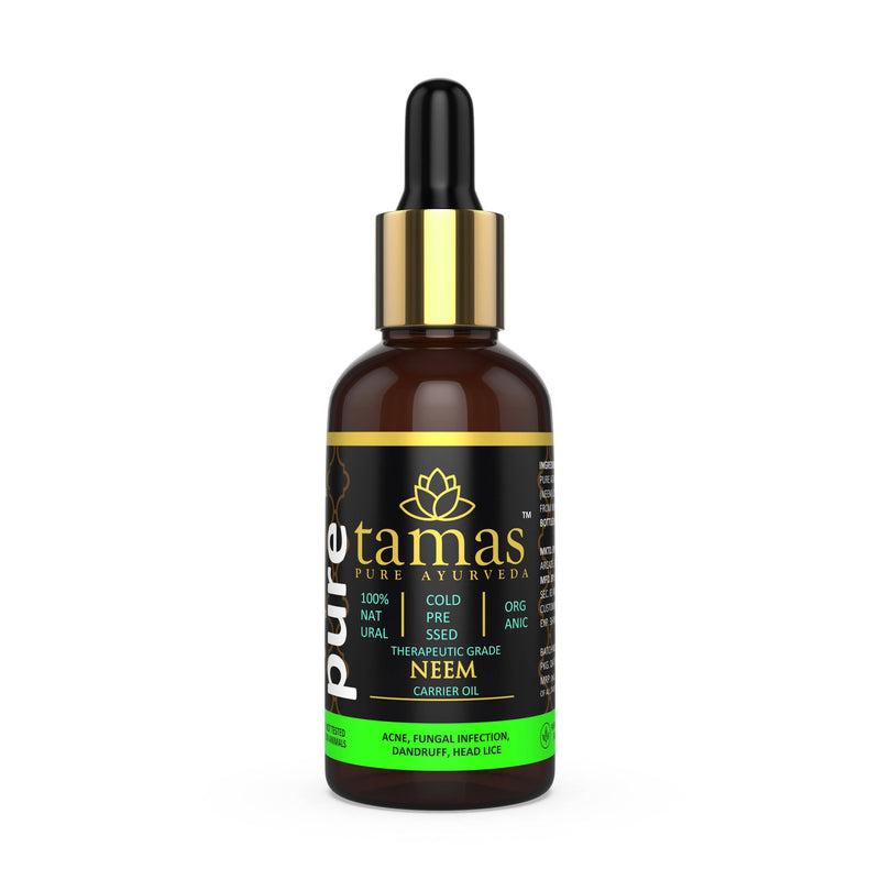 Tamas Pure Ayurveda 100% Organic Neem Cold Pressed Carrier Oil- USDA Certified Organic- 30ML