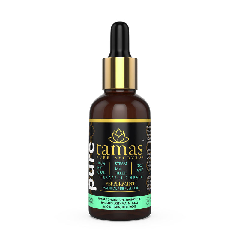 Tamas Pure Ayurveda 100% Organic Peppermint Essential Oil - USDA Certified Organic