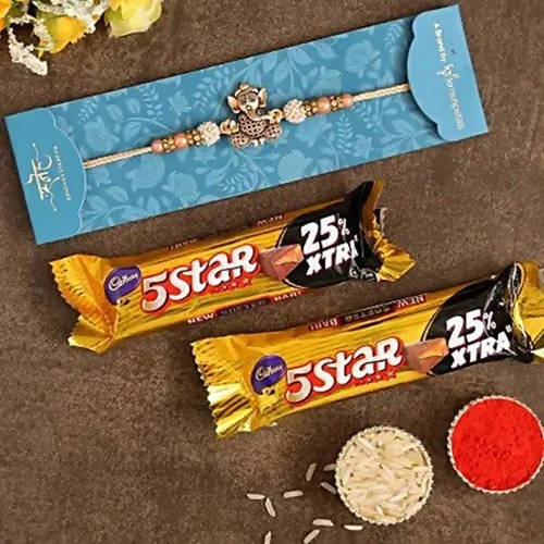 Enticing Ganesha Rakhi & Cadbury 5 Star