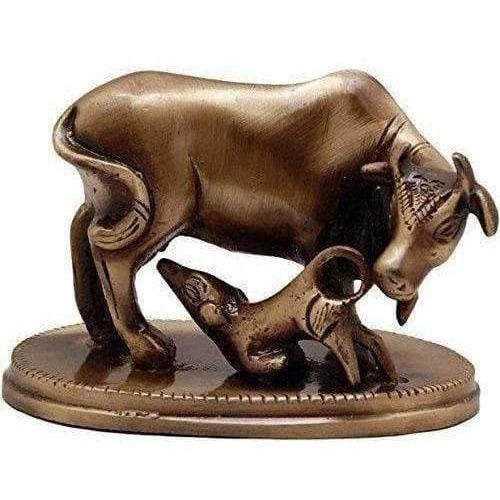 Kamdhenu Cow & Calf Brass Showpiece