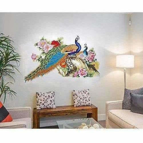 Multi color Peacock Birds Nature Wall Sticker - Model 2