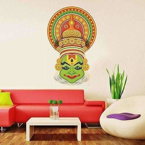 Multi color Traditional Kathakali Dancer Face Wall Sticker