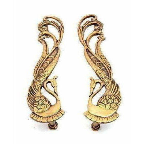 Peacock Design Brass Door Handle Pair (2 pcs)