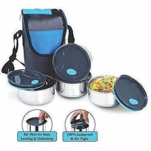 Stainless Steel Lunch Box Set with Pouch, 250ml, Set of 4