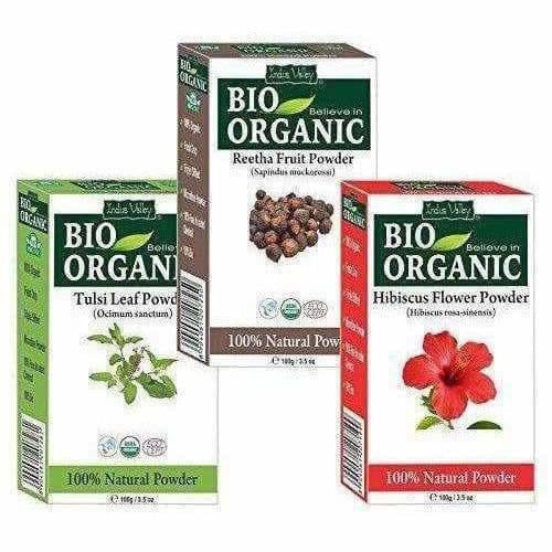 Indus Valley Bio Organic Hibiscus and Reetha Powder with Tulsi, 300g