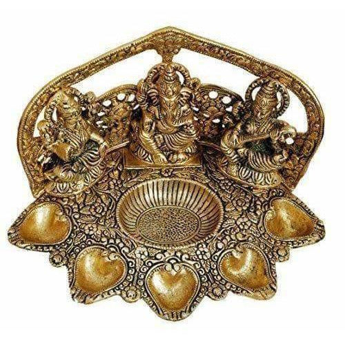 Laxmi Ganesh Saraswati Idol Oil Lamp Diya