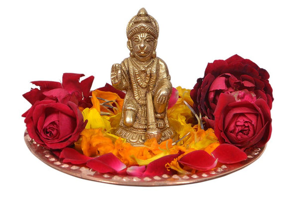 Kannssky Brass Hanuman Statue for Home Religious Decorative Idol