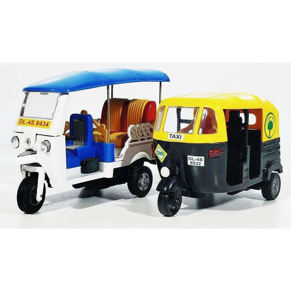 Indian Iconic Tuktuk-CNG Auto Rickshaw Toy (Blue & Green)- Pack Of 2
