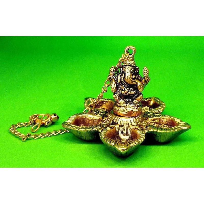 Hanging Ganesh - Handcrafted Golden Polished Brass