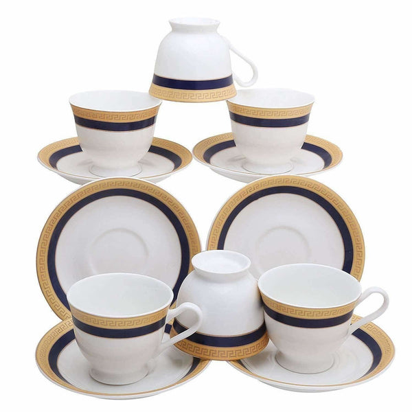 Classical Golden Border Cup Set with Saucer, Set of 12, 200ml