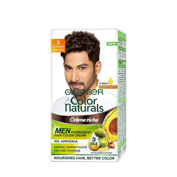 Garnier Color Naturals Creme Riche Men Hair Color - Shade 3 Darkest Brown