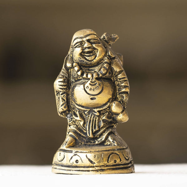 Myoksha Laughing Buddha Brass Idol - For Good Luck