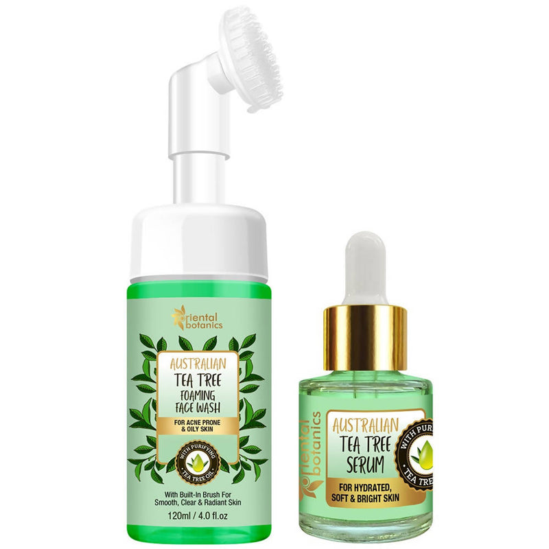 Oriental Botanics Australian Tea Tree Serum And Face Wash With Brush Combo